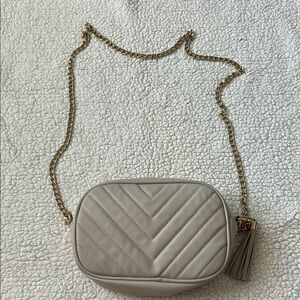 Windsor Cream and Gold Quilted Crossbody Bag